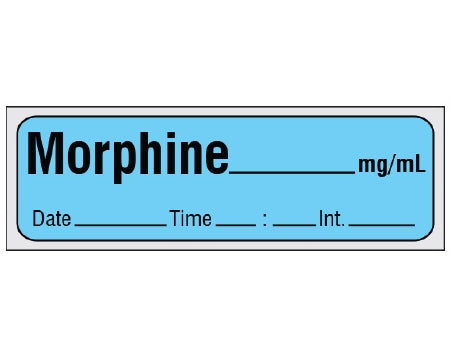 Shamrock Scientific Shamrock Pre-Printed Label Anesthesia Label MORPHINE _____ mg / mL / Date _____ Time _____ Int. _____ Blue 1/2 X 500 Inch - SA-243-DTI-PRE