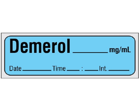 Shamrock Scientific Shamrock Pre-Printed Label Anesthesia Label DEMEROL _____ mg / mL / Date _____ Time _____ Int. _____ Blue 1/2 X 500 Inch - SA-248-DTI-PRE