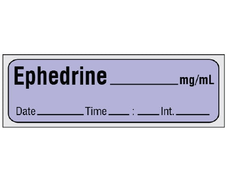 Shamrock Scientific Shamrock Pre-Printed Label Anesthesia Label EPHEDRINE _____ mg / mL / Date _____ Time _____ Int. _____ Violet 1/2 X 500 Inch - SA-282-DTI-PRE