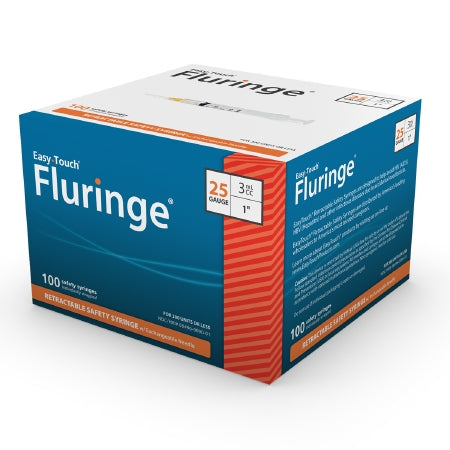 EasyTouch Fluringe - Insulin Syringe with Needle 3 mL 25 Gauge 1 Inch Thin Wall Retractable Safety Needle - 842531