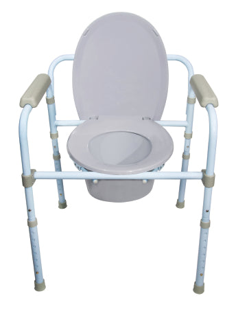 McKesson McKesson Folding Commode Chair Fixed Arm Steel Frame Back Bar 17 to 23 Inch Height - 146-RTL11158KDR