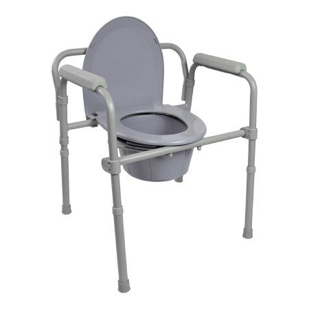 McKesson - Folding Commode Chair Fixed Arm Steel Frame Back Bar 13-1/2 Inch Seat Width - 146-11148-1