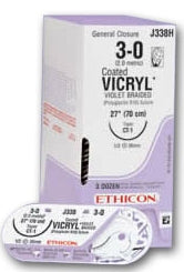 J & J Healthcare Systems Coated Vicryl Suture without Needle Braided Polyglactin 910 Absorbable Coated Size 4 - 0 18 Inch Suture - J633H