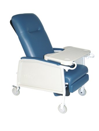 McKesson McKesson 3-Position Recliner Blue Vinyl Upholstered Four 5 Inch Casters With 2 Locks Four 5 Inch Casters With 2 Locks - 146-D574-BR