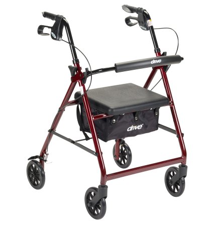 McKesson McKesson 4 Wheel Rollator 32 to 37 Inch Red Folding Aluminum Frame 32 to 37 Inch - 146-R726RD