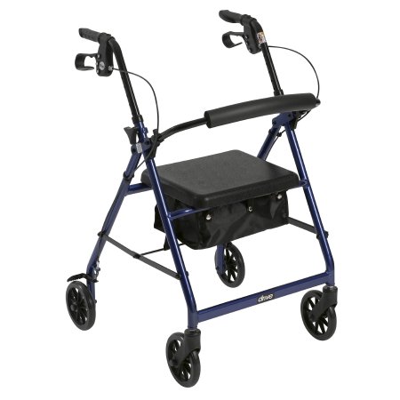 McKesson McKesson 4 Wheel Rollator 32 to 37 Inch Blue Folding Aluminum Frame 32 to 37 Inch - 146-R726BL