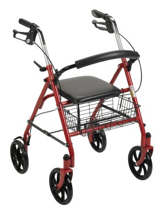 McKesson McKesson 4 Wheel Rollator 31 to 37 Inch Red Folding Steel Frame 31 to 37 Inch - 146-10257RD-1