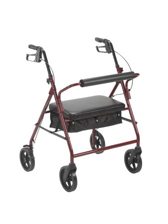 McKesson McKesson Bariatric 4 Wheel Rollator 34 to 39 Inch Red Folding Steel Frame 34 to 39 Inch - 146-10216RD-1