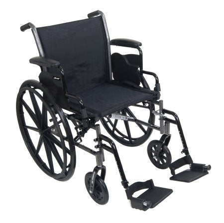 McKesson McKesson Lightweight Wheelchair Dual Axle Desk Length Arm Flip Back, Padded, Removable Arm Style Mag Wheel Black 18 Inch Seat Width 300 lbs. Weight Capacity - 146-K318DDA-SF