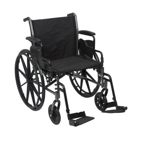 McKesson McKesson Lightweight Wheelchair Dual Axle Desk Length Arm Flip Back, Padded, Removable Arm Style Mag Wheel Black 20 Inch Seat Width 300 lbs. Weight Capacity - 146-K320DDA-SF