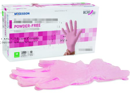 McKesson McKesson Pink Nitrile Exam Glove Small NonSterile Nitrile Standard Cuff Length Textured Fingertips Pink Not Chemo Approved - 14-6NPNK2