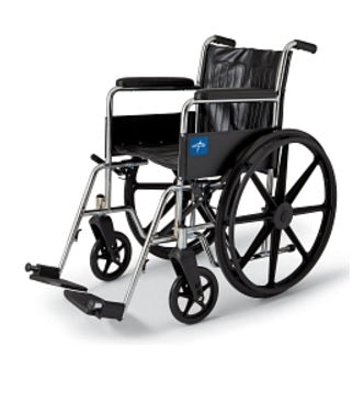 Excel 2000 - Wheelchair Dual Axle Full Length Arm Footrest / Fixed Height Black Upholstery 18 Inch Seat Width Adult 300 lbs. Weight Capacity - Medline - MDS806100D