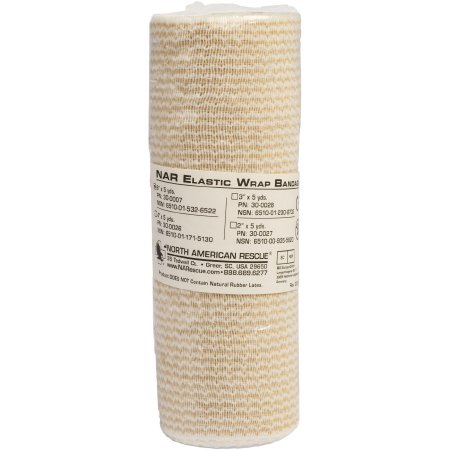 NAR - Elastic Bandage 6 Inch X 5 Yard Medium Compression Single Hook and Loop Closure Tan NonSterile - 30-0007