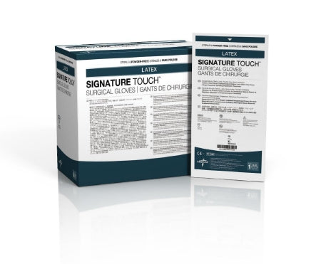Signature Touch - Surgical Glove Size 8.5 Sterile Pair Latex Extended Cuff Length Smooth Cream Not Chemo Approved - Medline - MSG8985