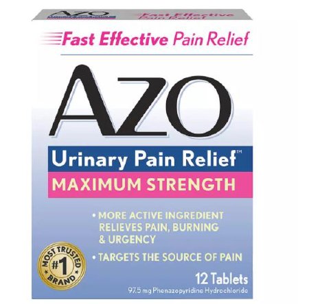 I Health Inc AZO Maximum Strength Urinary Pain Relief 97.5 mg Strength Phenazopyridine HCL Tablet 12 per Box - 78765112253
