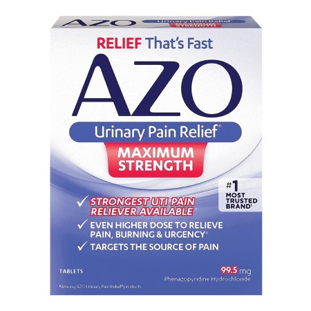AZO Maximum Strength - Urinary Pain Relief 99.5 mg Strength Phenazopyridine HCL Tablet 12 per Box - 78765112253