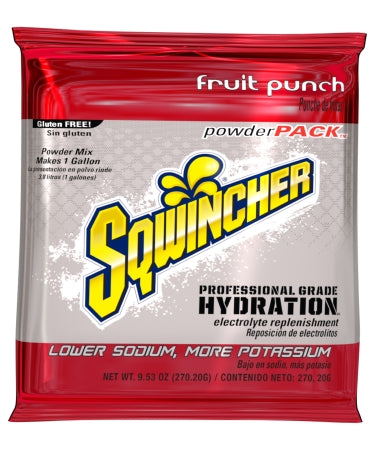 Sqwincher Powder Pack - Electrolyte Replenishment Drink Mix Fruit Punch Flavor 23.83 oz. - 159016042