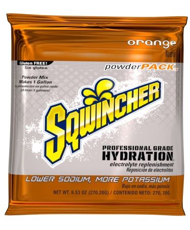 Sqwincher Powder Pack - Electrolyte Replenishment Drink Mix Orange Flavor 23.83 oz. - 159016041