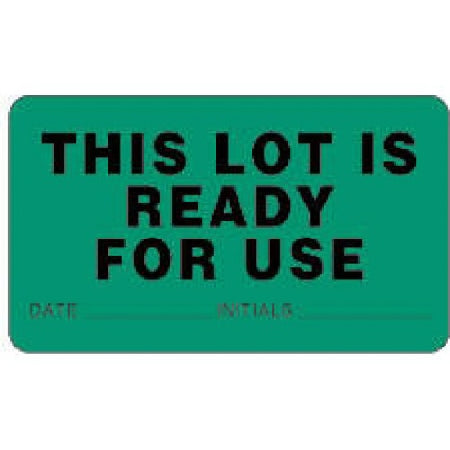 Precision Dynamics Pre-Printed Label Laboratory Use This Lot Is Ready For Use Green 1-3/4 X 3 Inch - 59704159