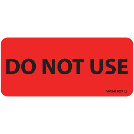 MedVision - Pre-Printed Label Auxiliary Label Fluorescent Red Paper Do Not Use Black Safety and Instructional 1 X 2-1/4 Inch - MV04FR8912