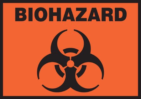Accuform Signs Accuform Signs Pre-Printed Label Warning Label Biohazard w/Sign Black / Orange 3-1/2 X 5 Inch - LBHZ506VSP