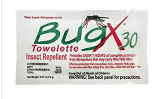 BugX 30 - Insect Repellent Towelette Individual Packet - 12643