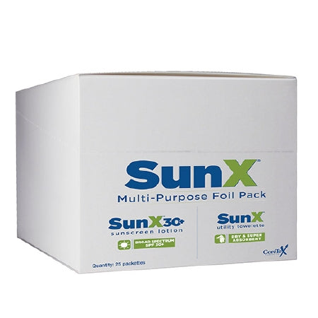 Coretex Products Sun X 30+ Sunscreen SPF 30 Individual Packet Lotion / Towelette - 71440