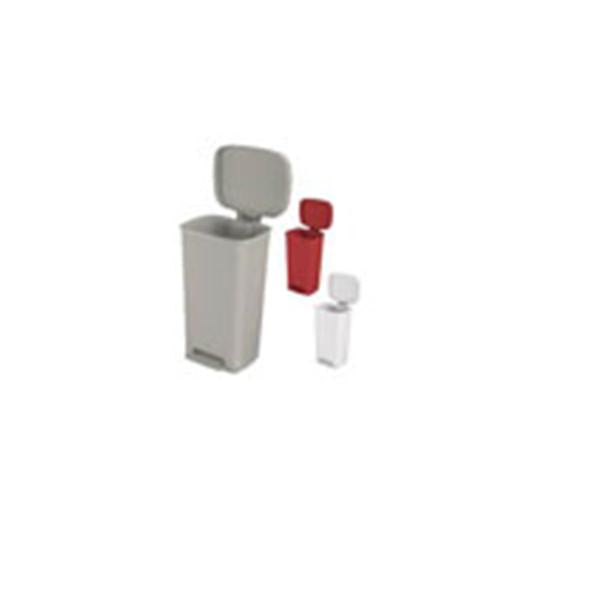 Brewer Company Can Trash Plastic 8Gal Step-On Pedal Overlapping Lid Beige Rectangle Each - 25271