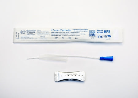 Cure Medical Cure Catheter Urethral Catheter Straight Tip Hydrophilic Coated Plastic 8 Fr. 10 Inch - HP8
