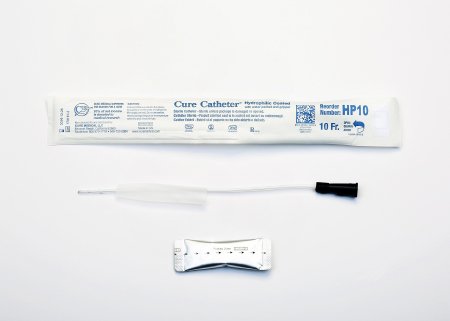 Cure Catheter - Urethral Catheter Straight Tip Hydrophilic Coated Plastic 10 Fr. 10 Inch - HP10