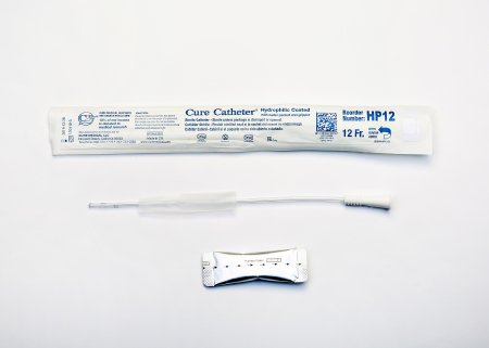 Cure Catheter - Urethral Catheter Straight Tip Hydrophilic Coated Plastic 12 Fr. 10 Inch - HP12