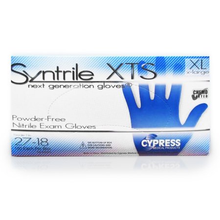 Syntrile XTS - Exam Glove X-Large NonSterile Nitrile Standard Cuff Length Textured Fingertips Blue Chemo Tested - 27-18