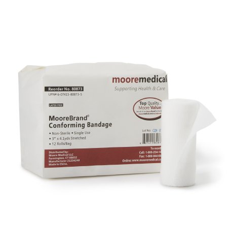 McKesson - Conforming Bandage Cotton / Polyester 3 Inch X 4-1/10 Yard Roll Shape NonSterile - 80873