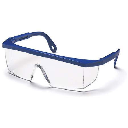 Pyramex Integra Safety Glasses Adjustable Temple Anti-scratch Coating Clear Tint Polycarbonate Lens Blue Frame Over Ear One Size Fits Most - SN410S