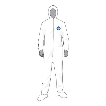 DuPont Tyvek - Coverall with Hood and Boot Covers 3X-Large White Disposable NonSterile - TY-14261-3X
