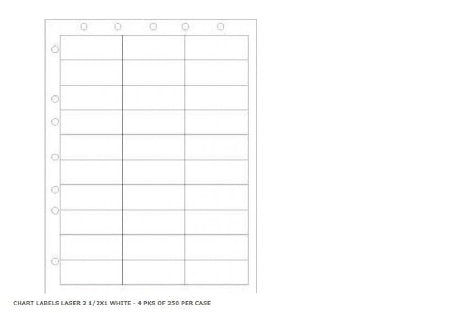 PDC - Blank Label pdc Chart Tab White Paper 1 X 2-1/2 Inch - WBW-AX51