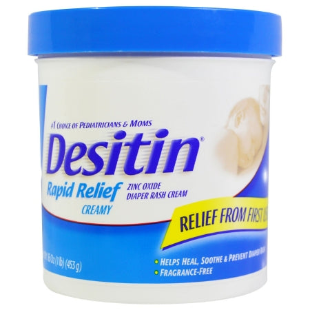 Johnson & Johnson Consumer Desitin Rapid Relief Diaper Rash Treatment 16 oz. Jar Unscented Ointment - 10074300495160
