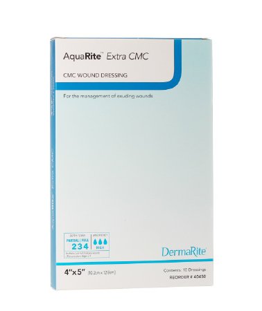 DermaRite Industries AquaRite Extra CMC Wound Dressing Sodium Carboxymethyl Cellulose 4 X 5 Inch - 40450