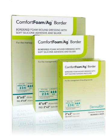 ComfortFoam/Ag Border - Silver Foam Dressing 2 X 2 Inch Square Sterile - 48220