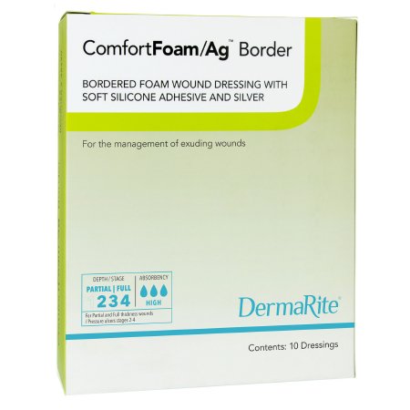 ComfortFoam/Ag Border - Silver Foam Dressing 6 X 6 Inch Square Sterile - 48660