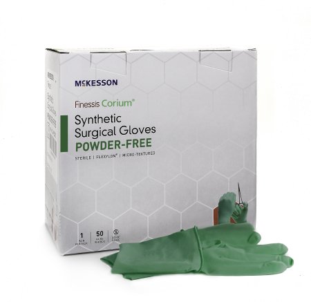 McKesson McKesson Finessis Corium Surgical Glove Size 9 Sterile Flexylon Synthetic Standard Cuff Length Micro-Textured Green Not Chemo Approved - 14-94090