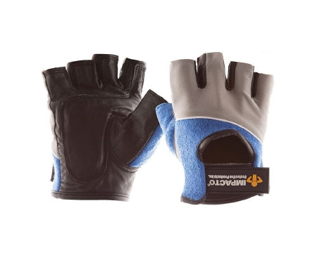 IMPACTO - Impact Glove Half Finger Small Black / Blue / Gray Hand Specific Pair - 400-00-S