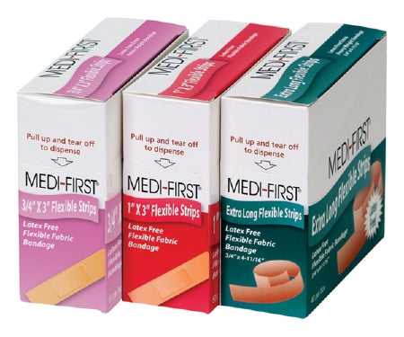 Medi-First - Adhesive Strip 3/4 X 4-11/16 Inch Fabric Rectangle Tan Sterile - 62178