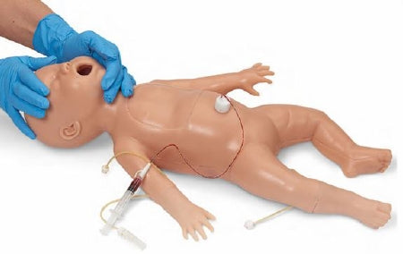 Nasco Life/Form Nursing Skills and ALS Simulator Full-Term Simulator / 2 Replaceable Airways / Bilateral Lung / Unilateral Lung / Patent Umbilicus Newborn 7-1/2 lbs. - LF01400