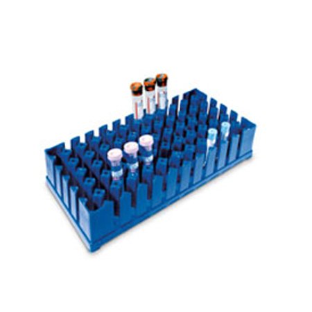 SmoothRack - Test Tube Rack 72 Place 10 to 17 mm Tube Size Blue 2-1/2 X 5 X 9-3/4 Inch - SB46775