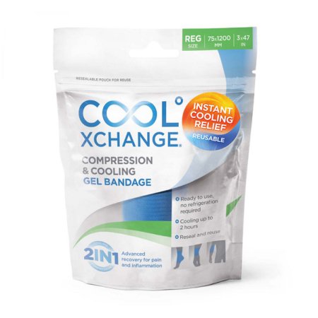 CoolXChange 2 in 1 - Compression and Cooling Gel Bandage 3 X 47 Inch Ankle / Foot / Wrist / Elbow / Finger Standard Compression Self-adherent Closure Blue Regular NonSterile - 80695