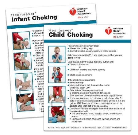 Worldpoint ECC American Heart Association Wallet Card Heartsaver Child & Infant Choking Wallet Card AHA - 15-1045