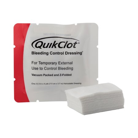 QuikClot - Hemostatic Dressing 3 Inch X 12 Foot 1 per Pack Individual Packet Kaolin Sterile - 538