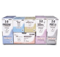 J & J Healthcare Systems Coated Vicryl Suture with Needle Absorbable Coated Violet Suture Braided Polyglactin 910 Size 2-0 27 Inch Suture 1-Needle 22 mm Length 1/2 Circle Taper Point Needle - J328H