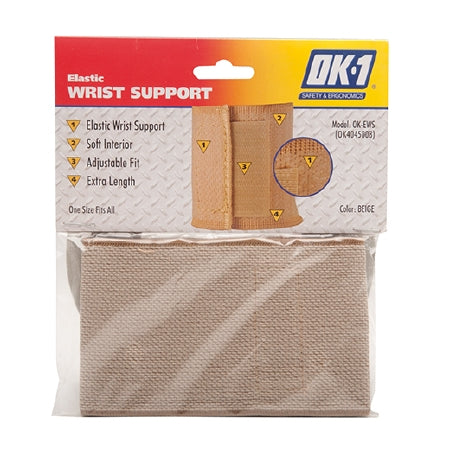 Occunomix International - Wrist Support Wraparound / Wristlet Elastic Left or Right Hand Beige One Size Fits Most - OK-EWS